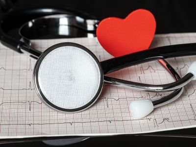 Photo of stethoscope and heart