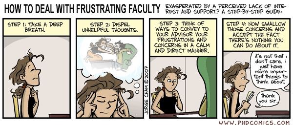 A cartoon about dealing with frustrating faculty members
