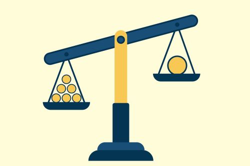 clip art of a scale being weighed in one direction