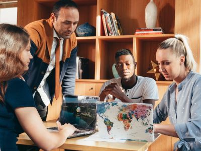 various people working together in an office