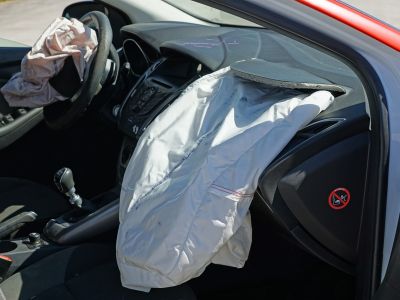 Photo of Deployed Airbags in a Car