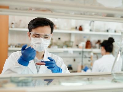 a man performing a test in a lab