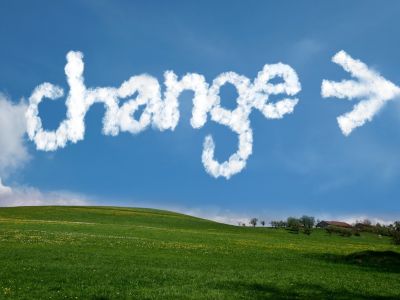 Photo of change written in the sky.