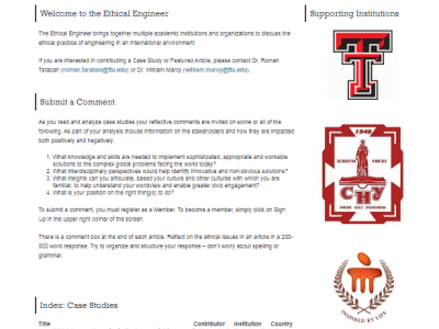 Image of the Ethical Engineer Homepage