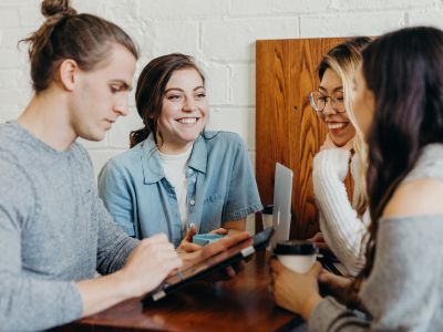 students sitting around a table