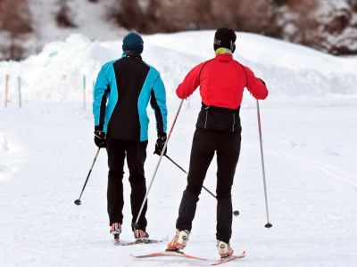 Image of two people skiing.