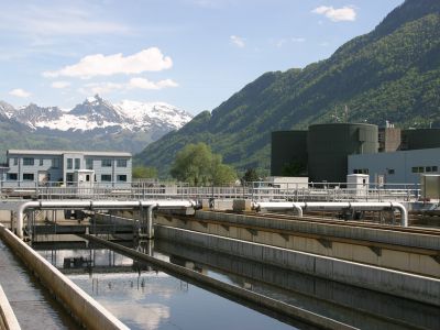Image of sewage plant wastewater treatment.
