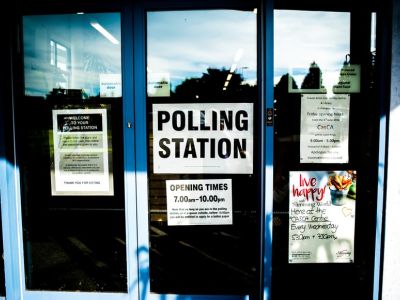 Image of polling station poster.