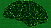 drawing of a brain with lines and lights across it